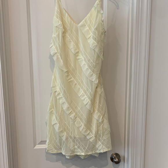 Princess Polly Dresses & Skirts - Princess Polly Cream Ruffle Mini-knee dress sleeveless